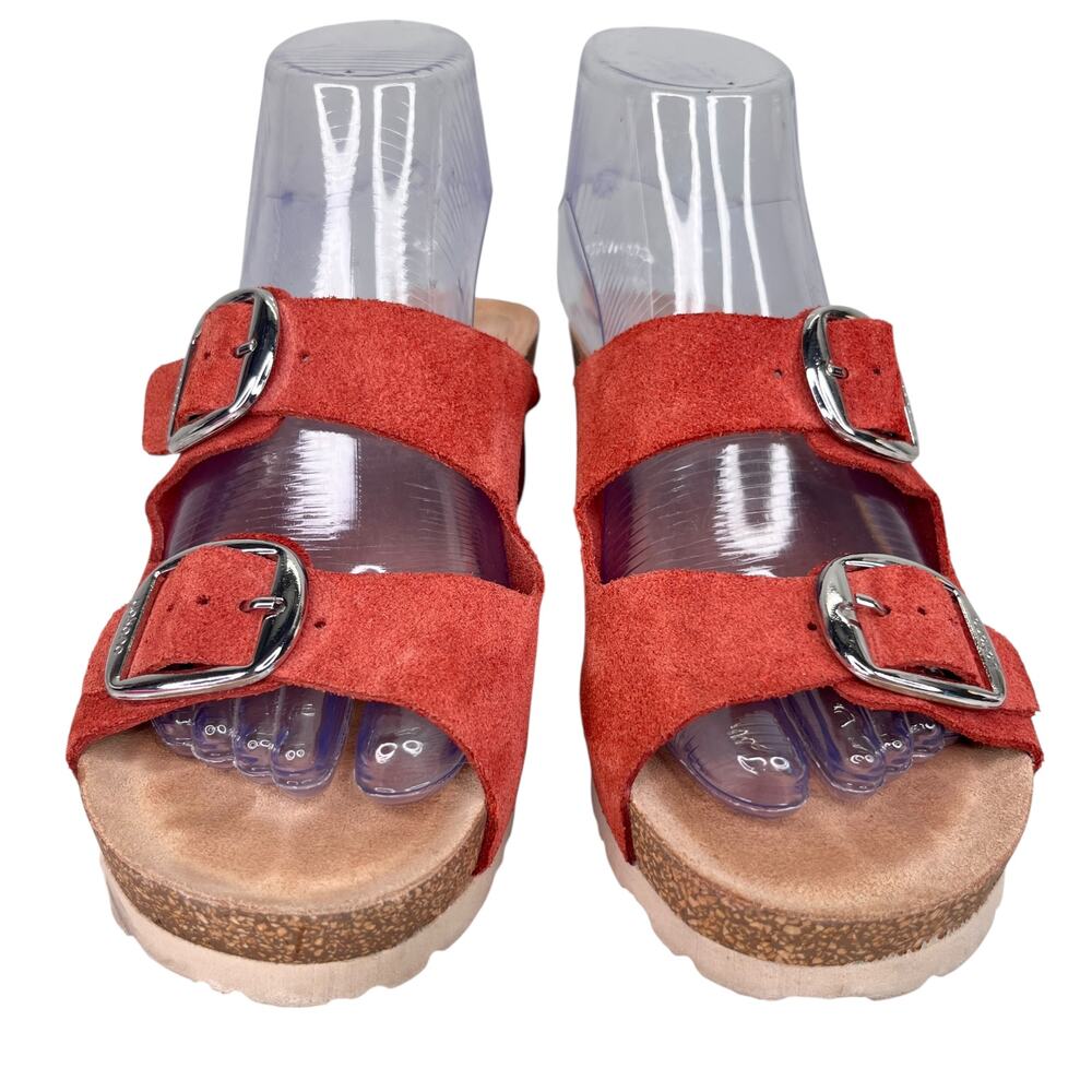Yokono Double Band Wedge Cork Sandals Rust 6.5 - Picture 3 of 12